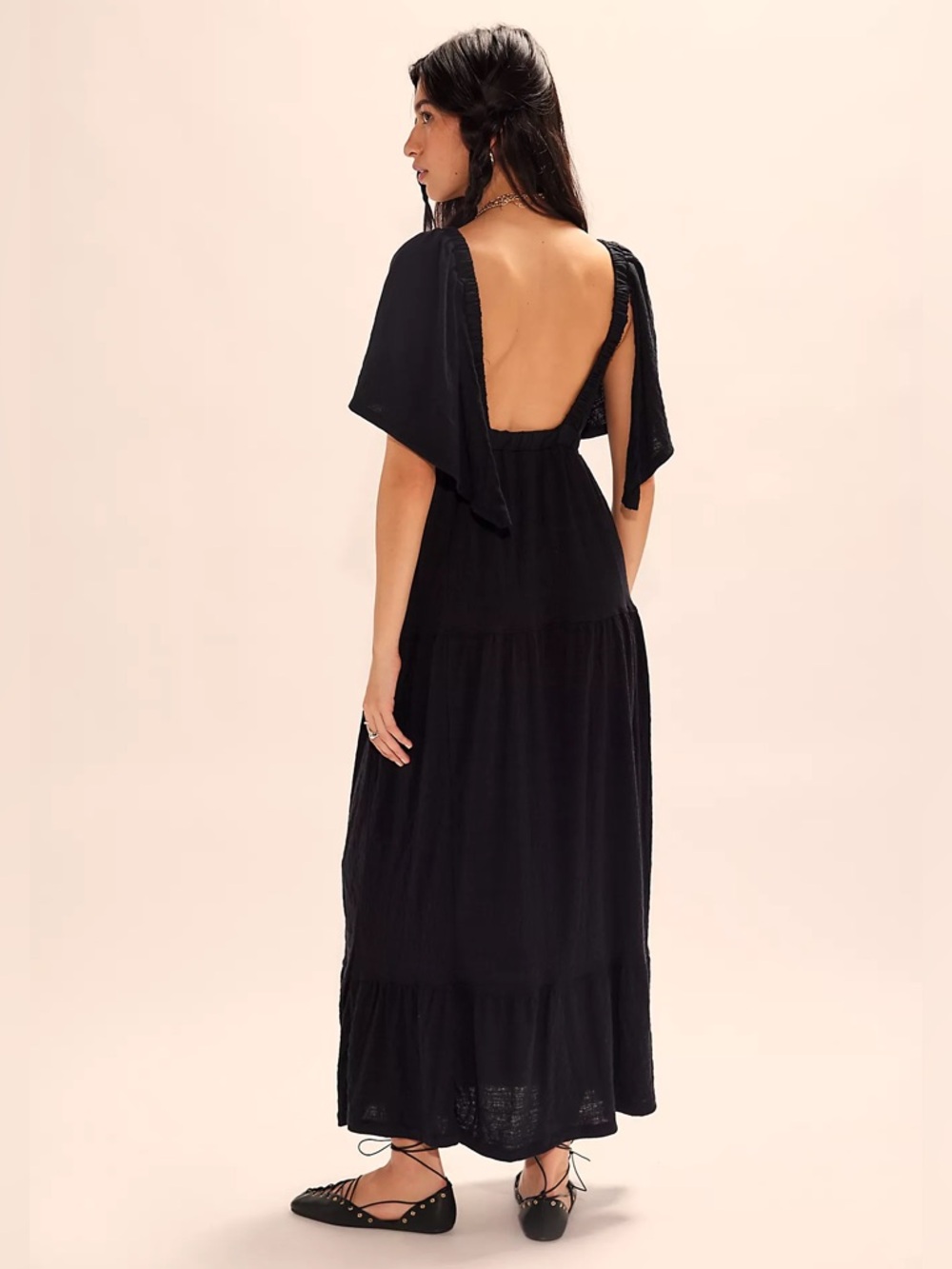 Free People La La Maxi Dress boho tiered beach vacation outdoor wedding Size M - Picture 8 of 15